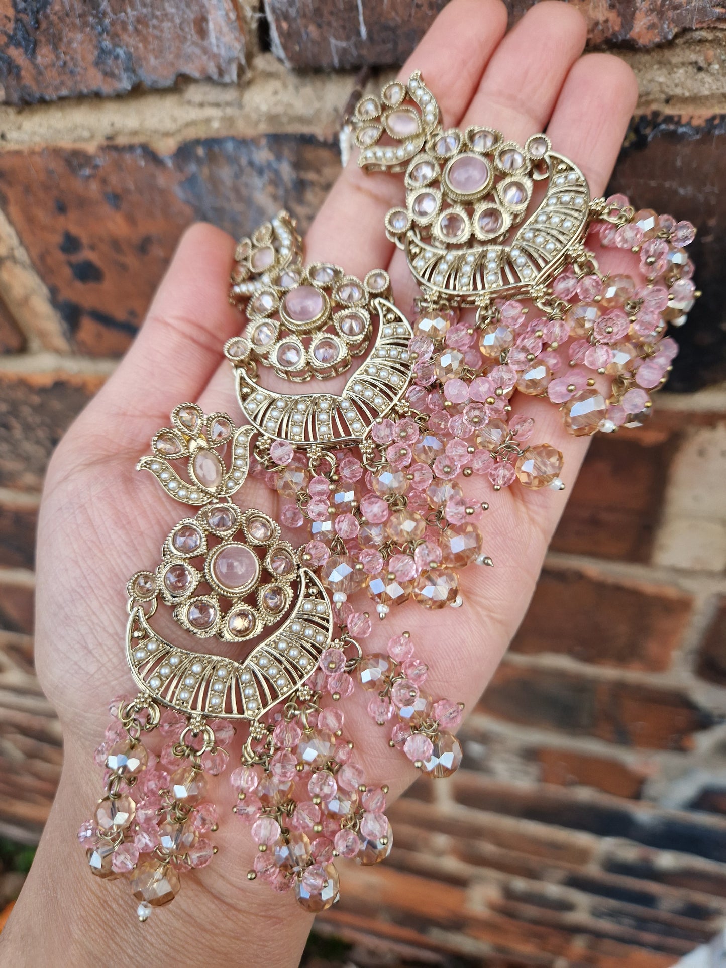 HALIMA- Beautiful Indian 4 piece Necklace Set - Pink
