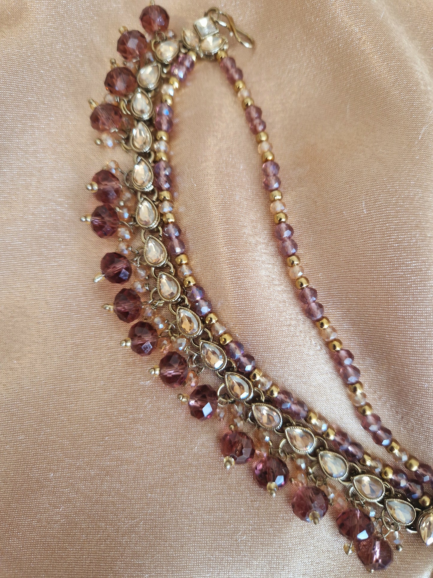 S A N I A - Earring Jhumka Tikka Set - Maurve/Plum/Brown