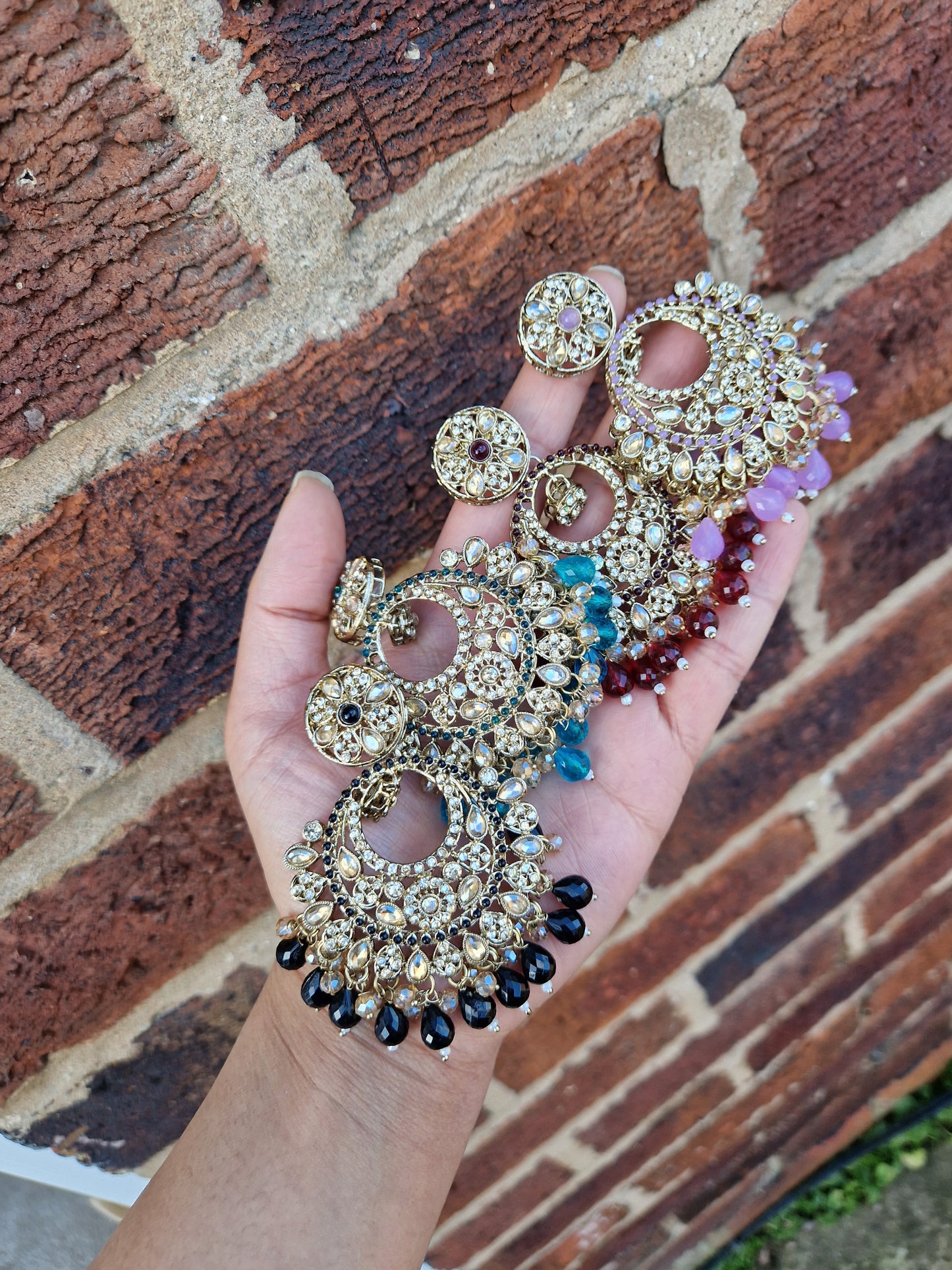 H U D A Indian Desi Earrings Value - MAROON