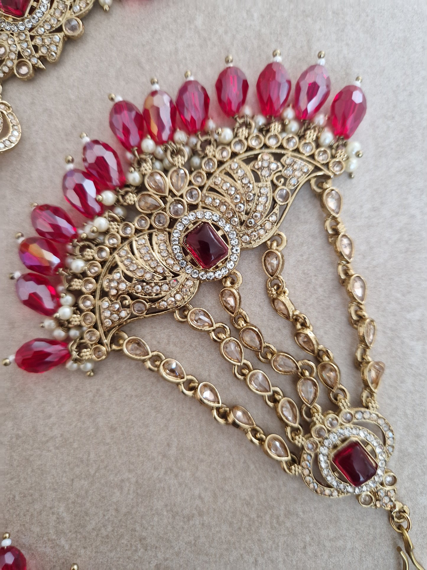 SAREENA- Elegant Indian Small Red Jewellery Set