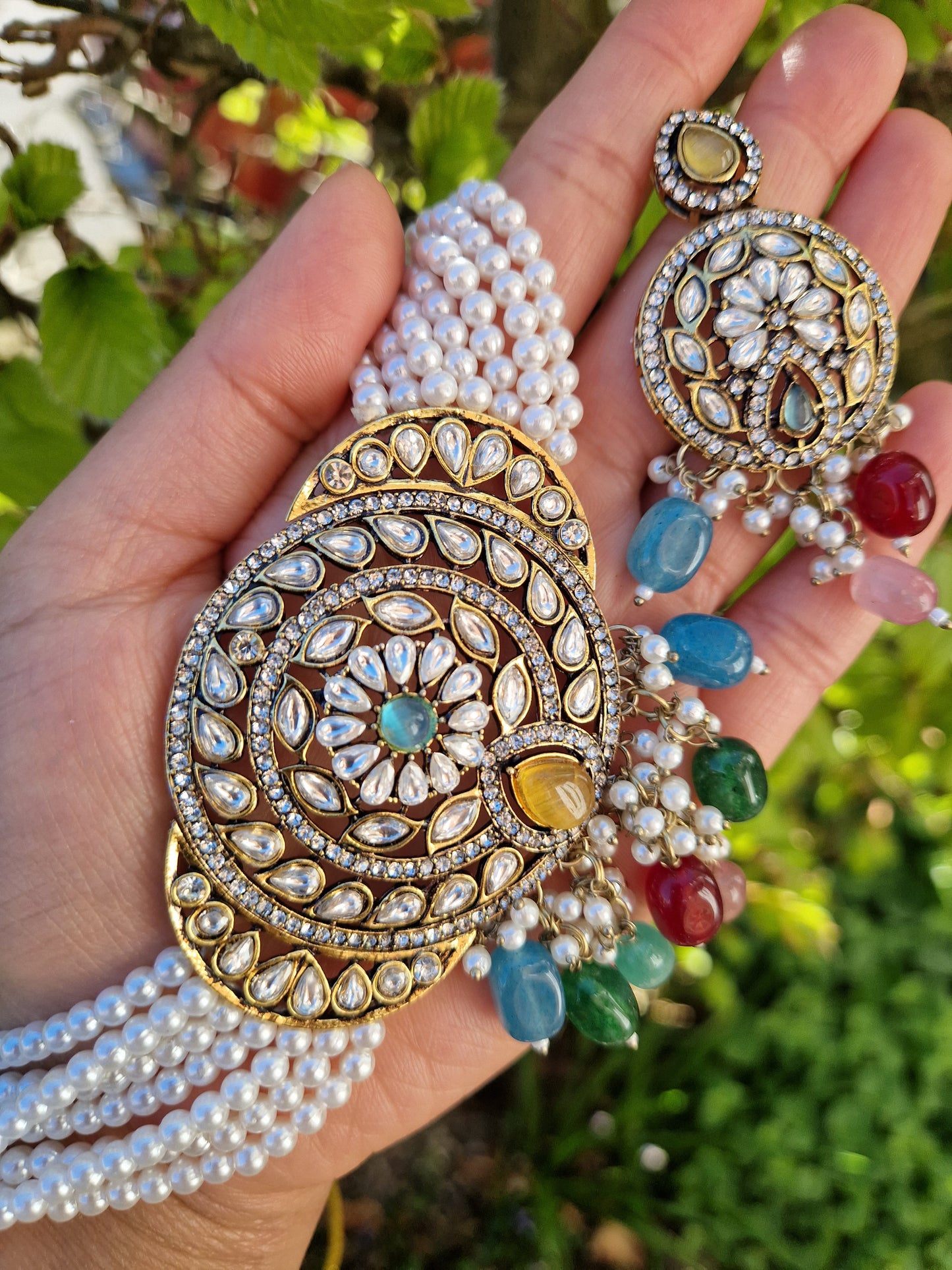 RUMI- Indian Victorian Polish Choker Set- MULTI - EID SALE