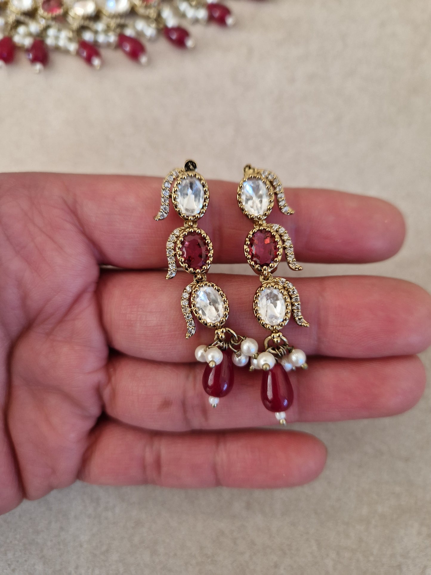 RUBINA- Elegant Very Small Monalisa Necklace set - RUBY