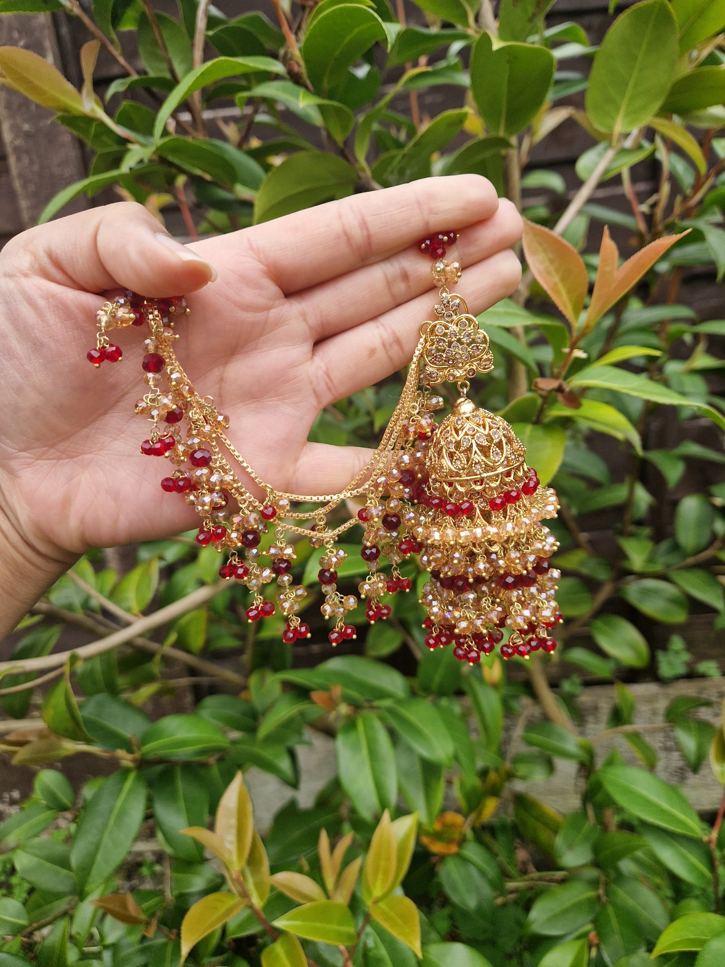 FARIYAH- Bridal Double Jhumka Earrings With Saharas and Tikka