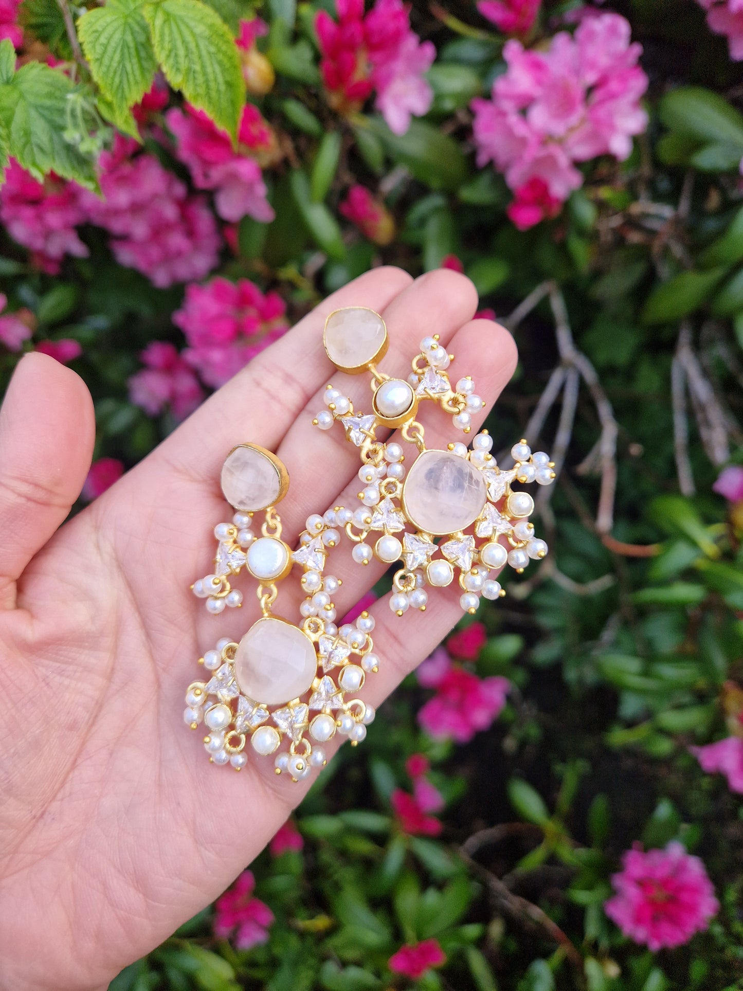 NIDA- Elegant, Luxury *Premium* Fresh Water Pearl and Rose Quartz