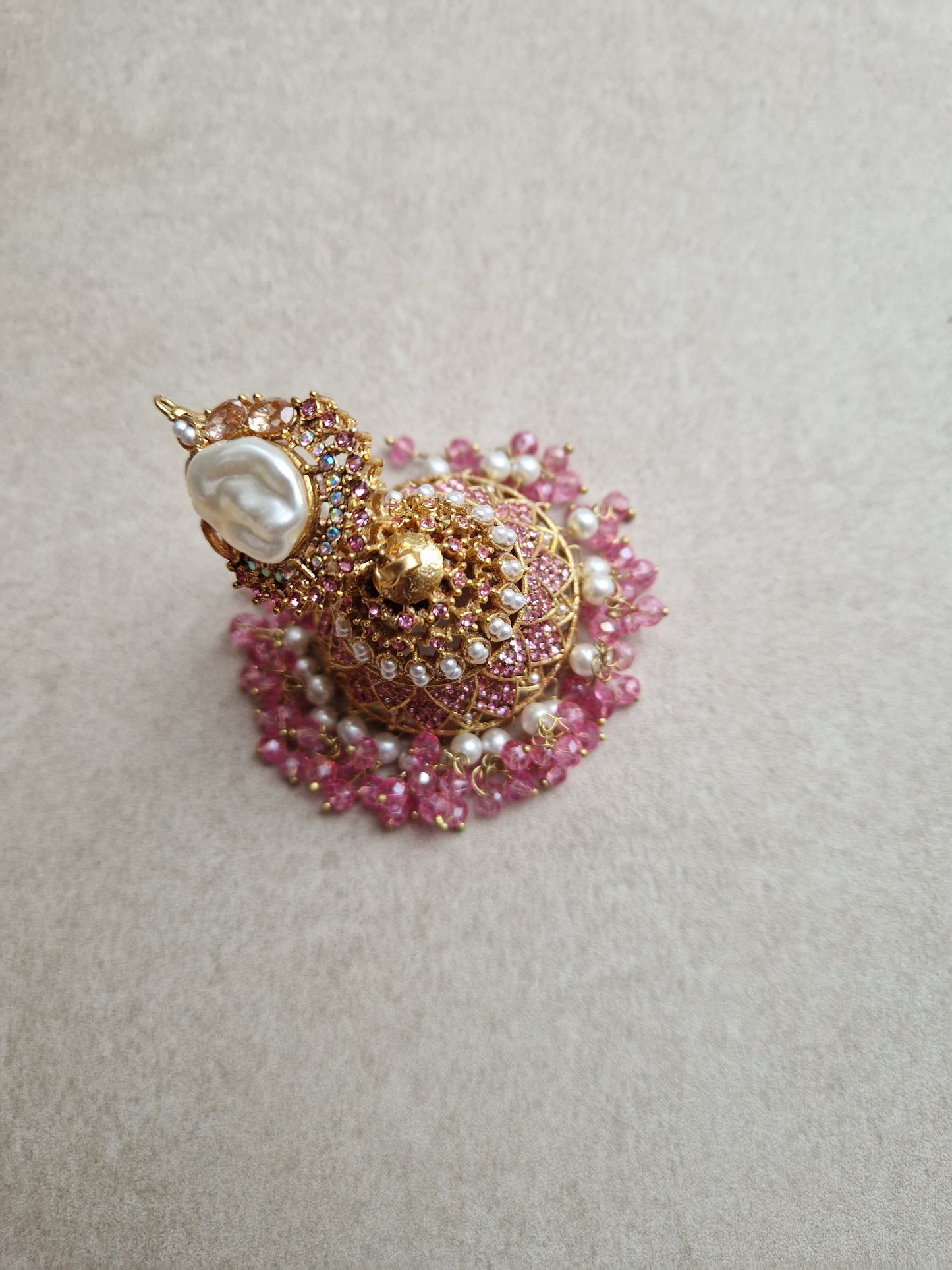 AISHA - Beautiful Elegant Pakistani Jhumkas faux pearl - PINK