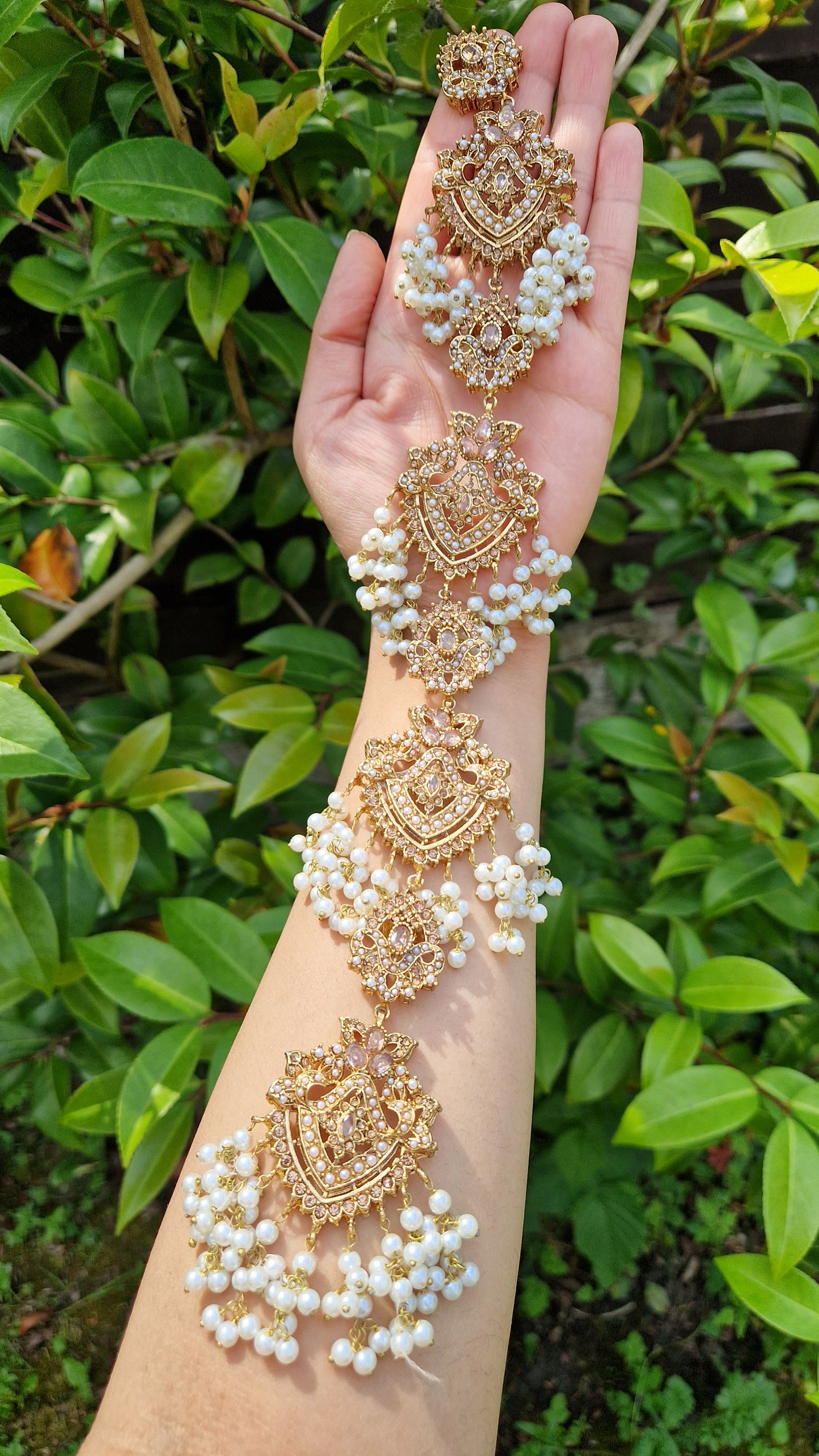 SHANAZ - Pakistani Style Pranda/ Choti - Gold and Pearl