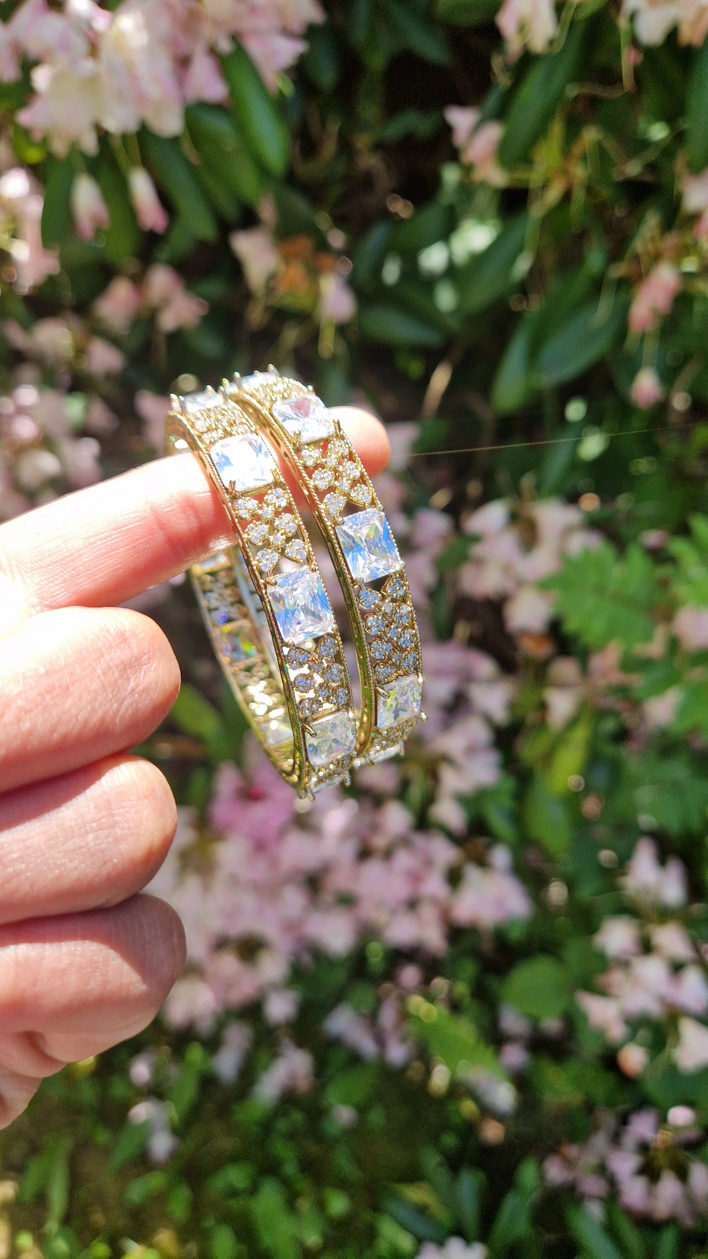 RAMEEN- Elegant American Diamond bangles - Mehndi/Antique Finish