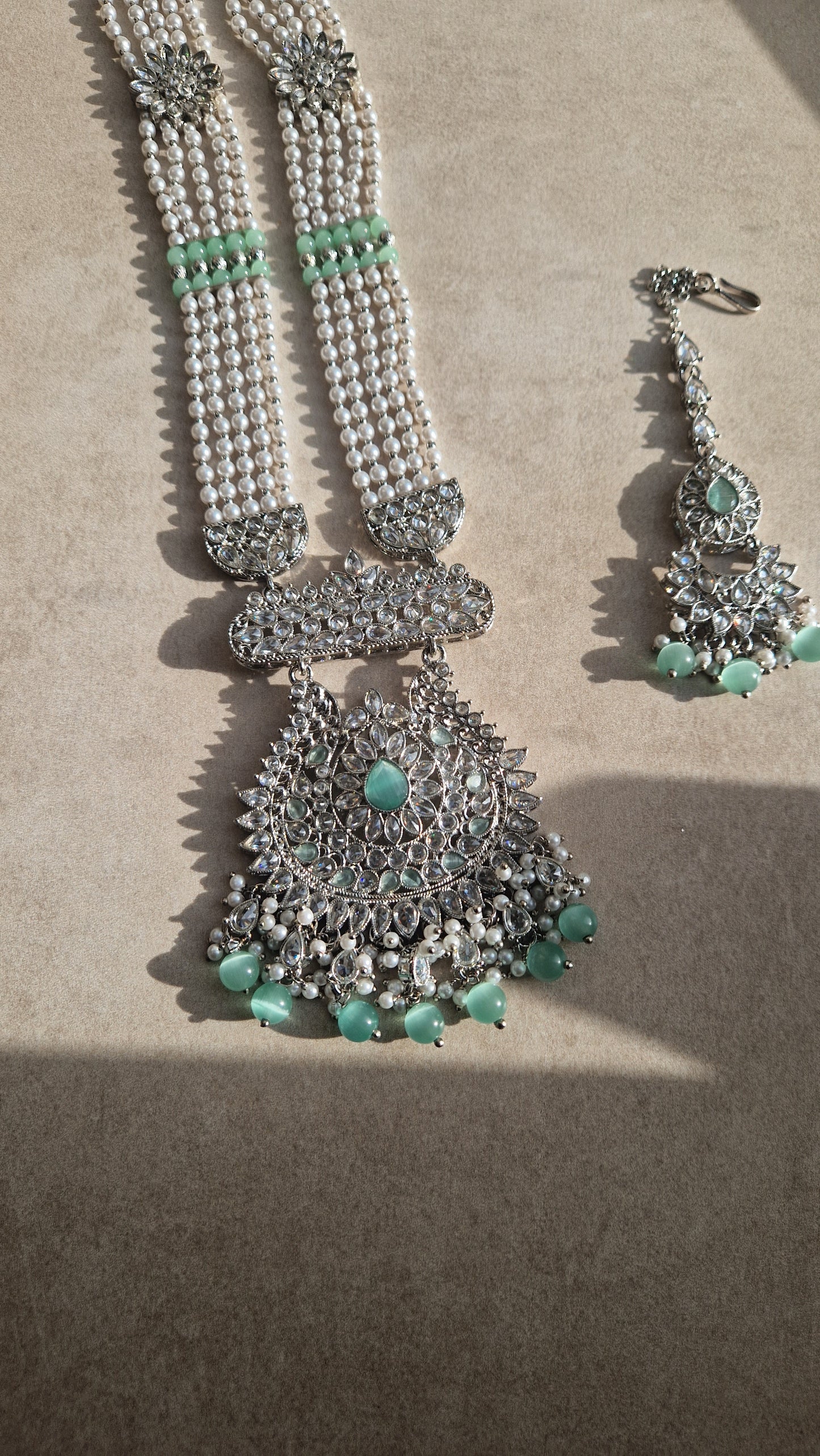 *CLEARANCE* Silver & Mint Mala & Tikka ONLY