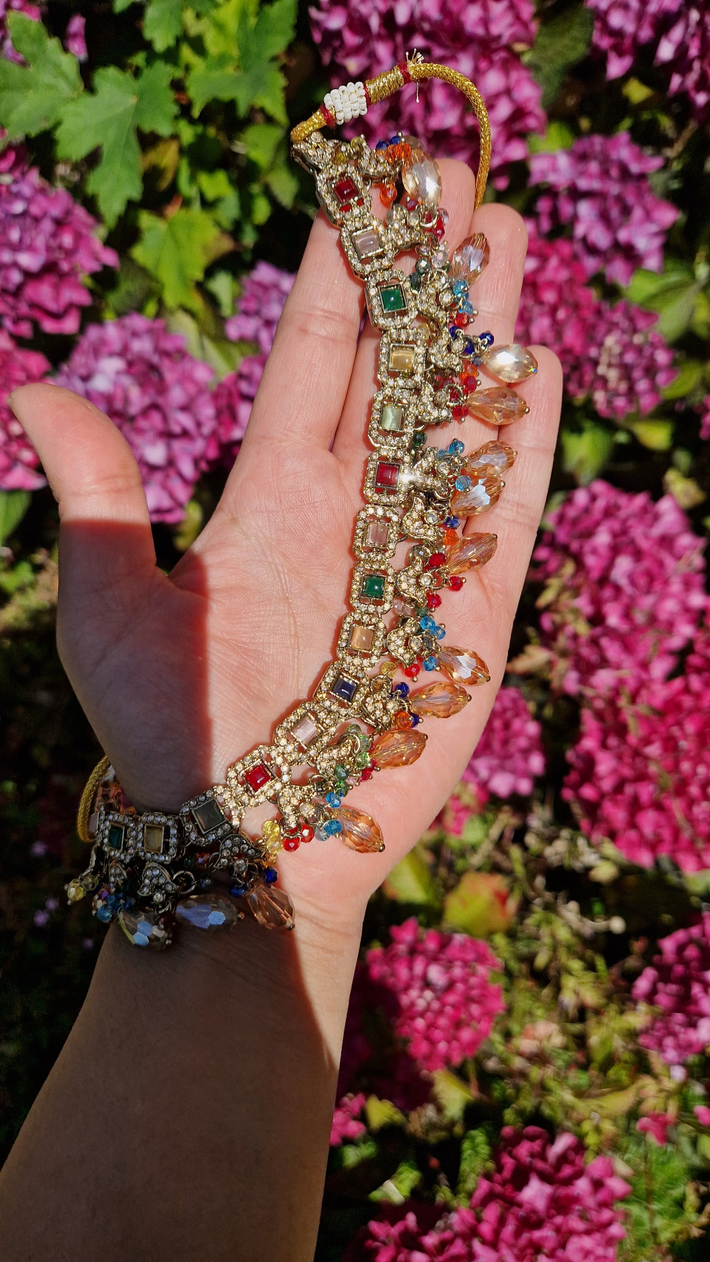 RAHEELA - Elegant Sleek Crystal Indian Jewellery Set - MULTICOLOURED.