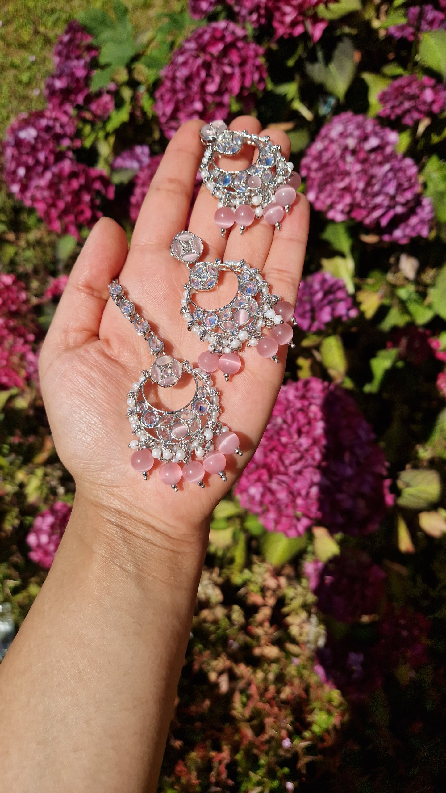 IQRA - Beautiful Reverse AD Choker Set - SILVER & PINK