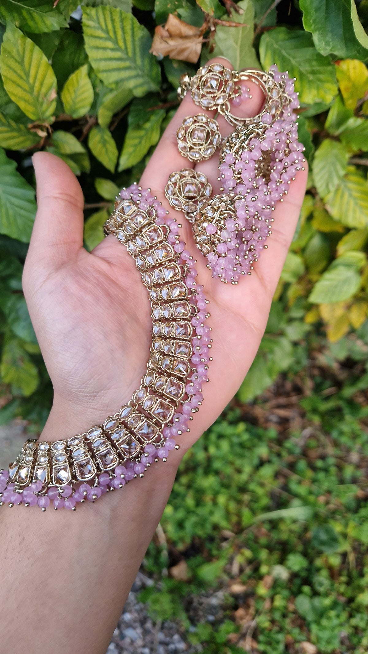 KIMA- Stunning Reverse AD Indian Jewellery Set with Jhumkas