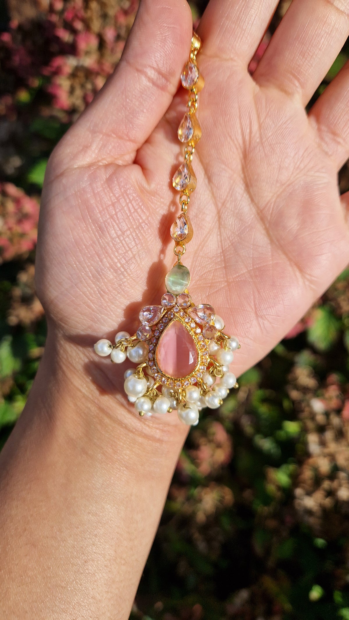 MYRA - Beautiful Pakistani Pearl inspired set - PINK & GREEN Pearl.