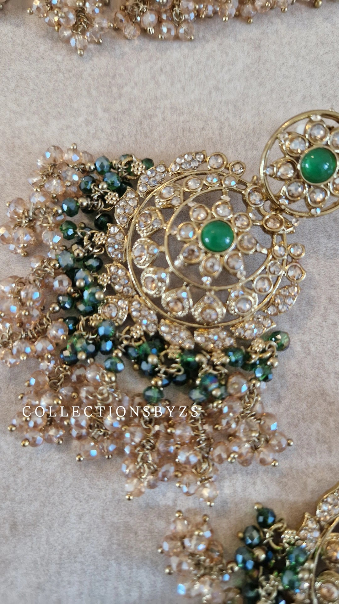 IRSA- Stunning Elegant Indian Choker Set Semi Bridal/ Party wear - DARK GREEN