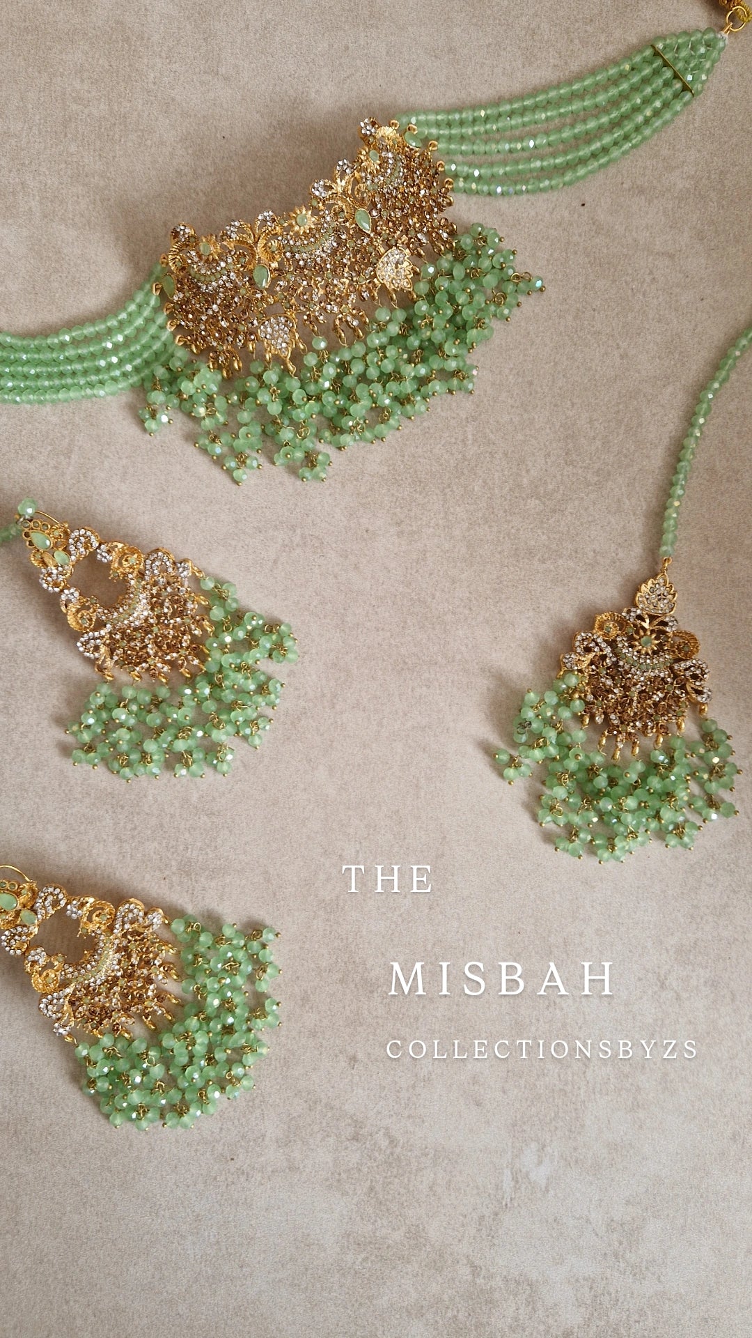 MISBAH - Pakistani Choker Set- Light Green
