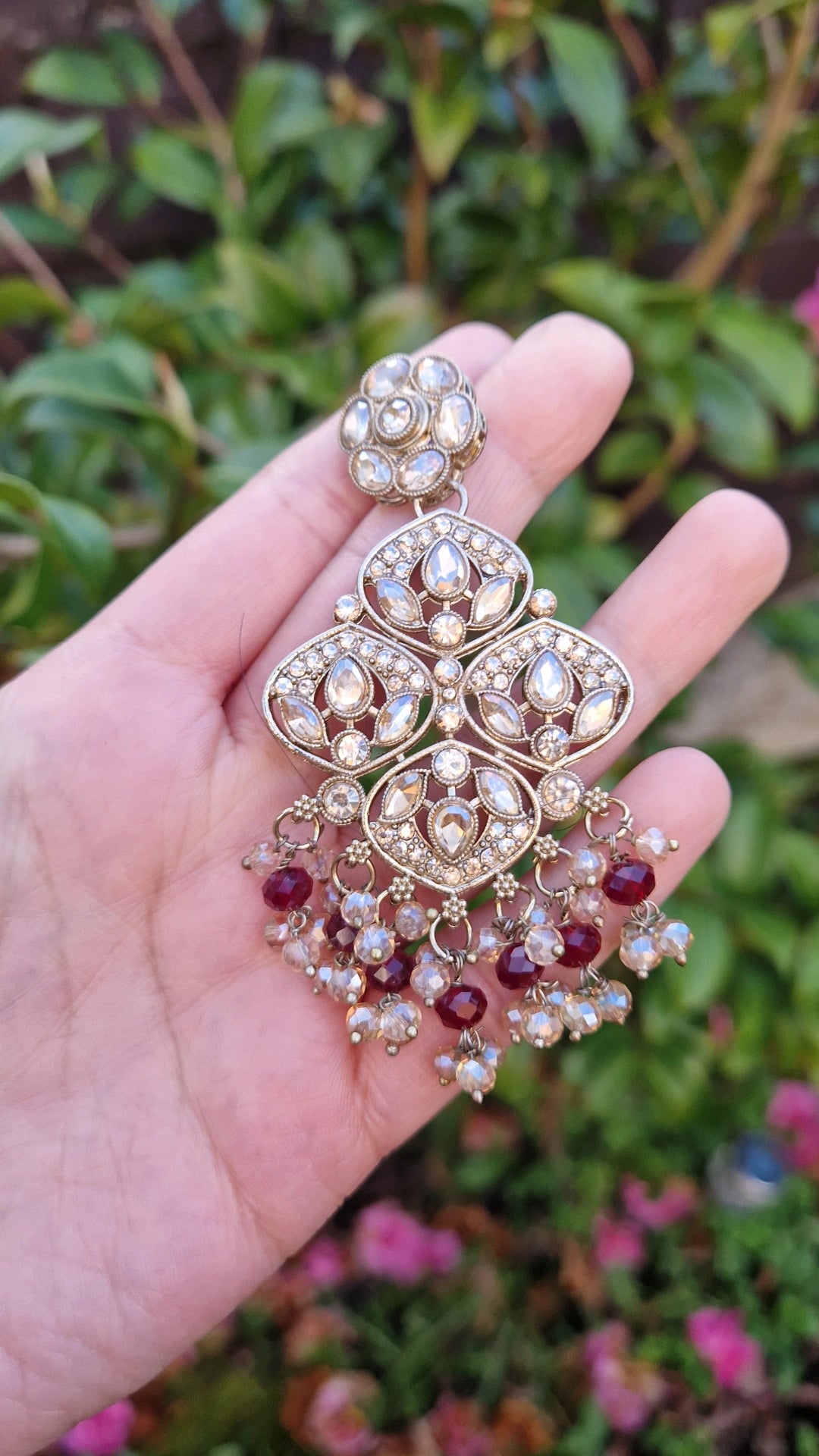 MARIA - Indian Choker Set- Choker, Earrings, Tikka & Passa (Jhumar)- MAROON.