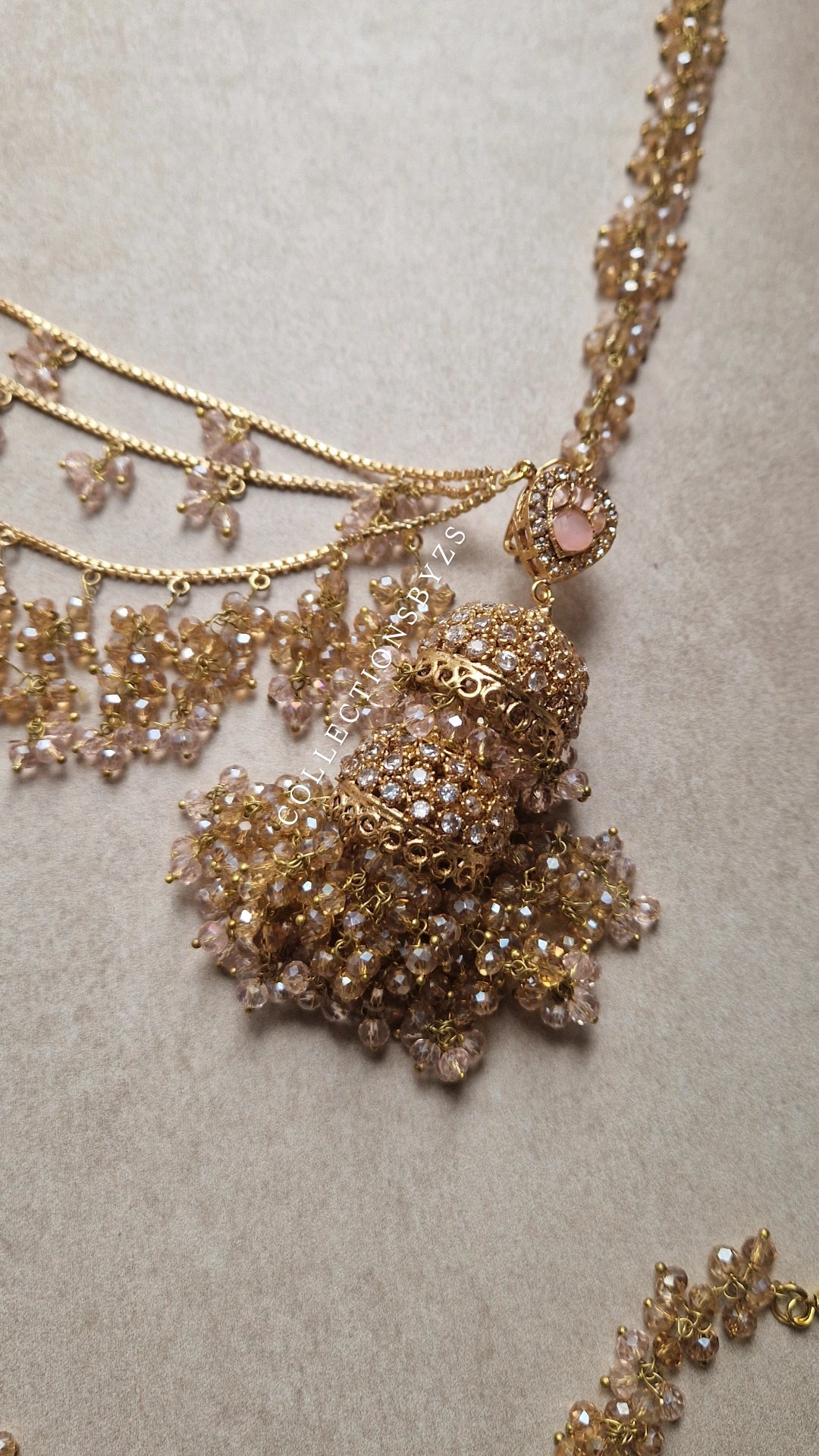 INARA -Pakistani Earrings & Tikka - PINK, GOLD & PEARL