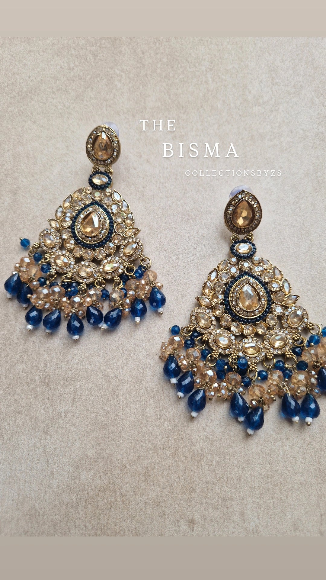 BISMA - Indian Earrings - DARK BLUE
