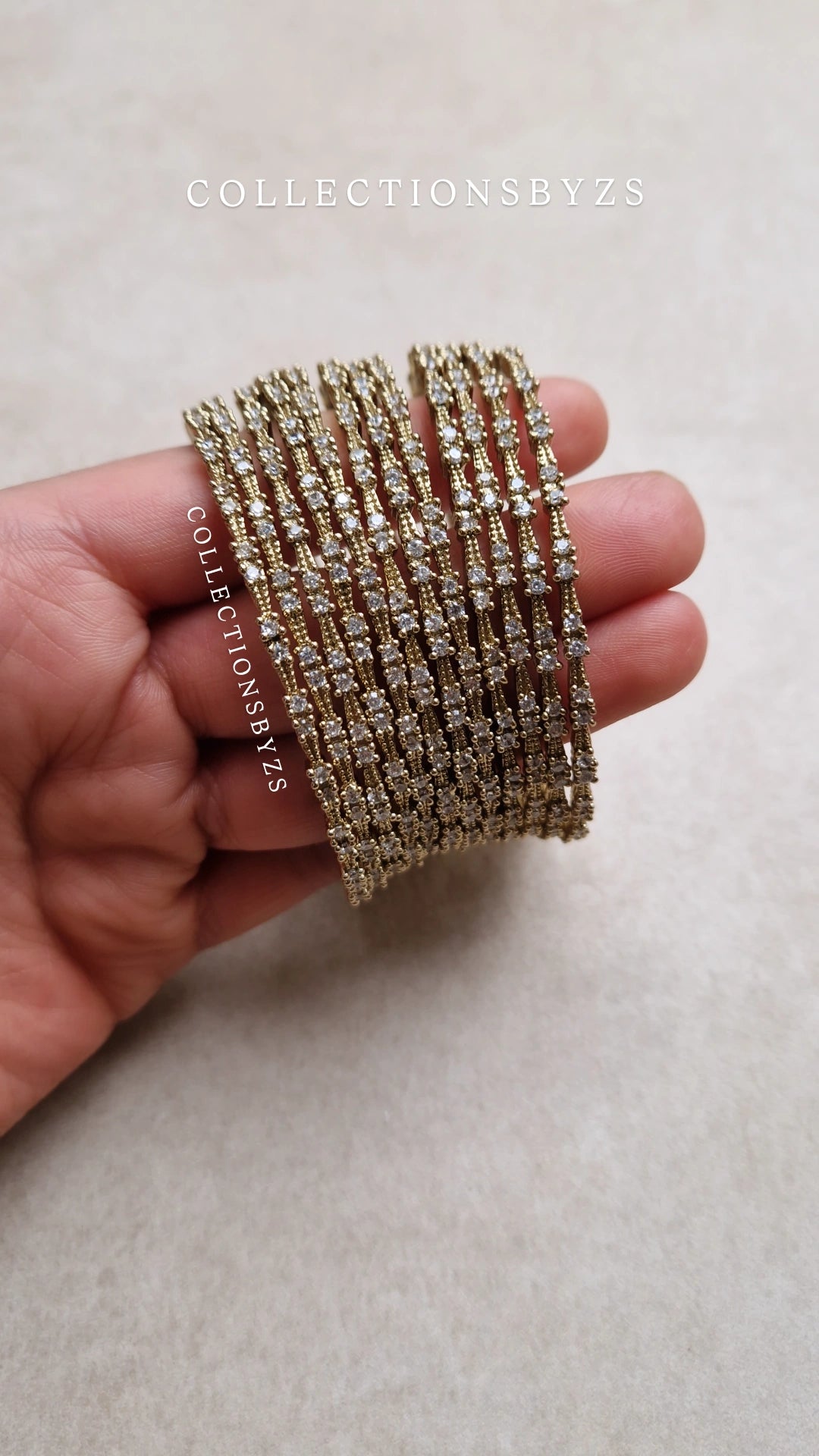 SHAMEEM- 12 Slim Bangles- Antique Polish with American Diamond