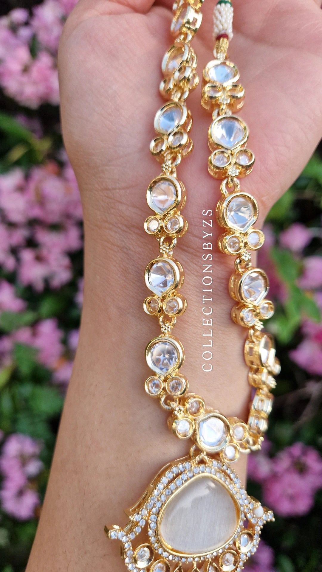 MISHAAL:- Inspired Kundan Mossonite Pendant/Mala Set