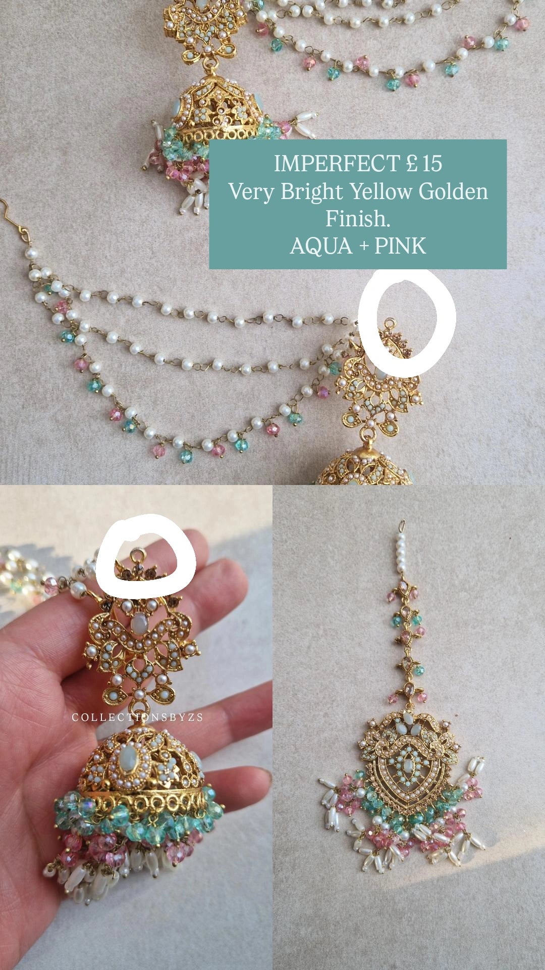 KAINAT -* IMPERFECT SET* - Aqua Blue and Pink.
