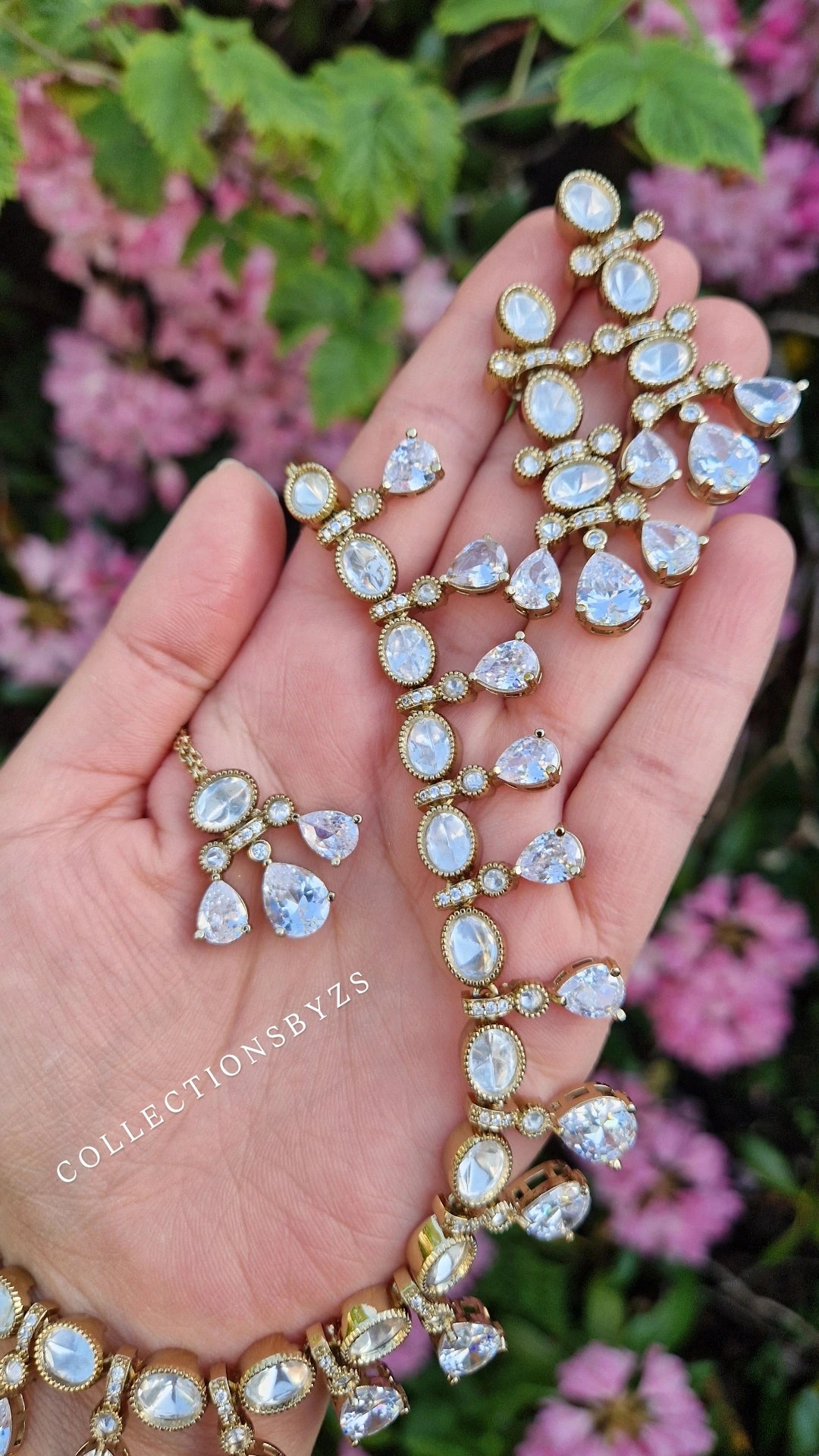 JORI - *Premium* American Diamond and Indian Mossonite Necklace, Earrings & Tikka