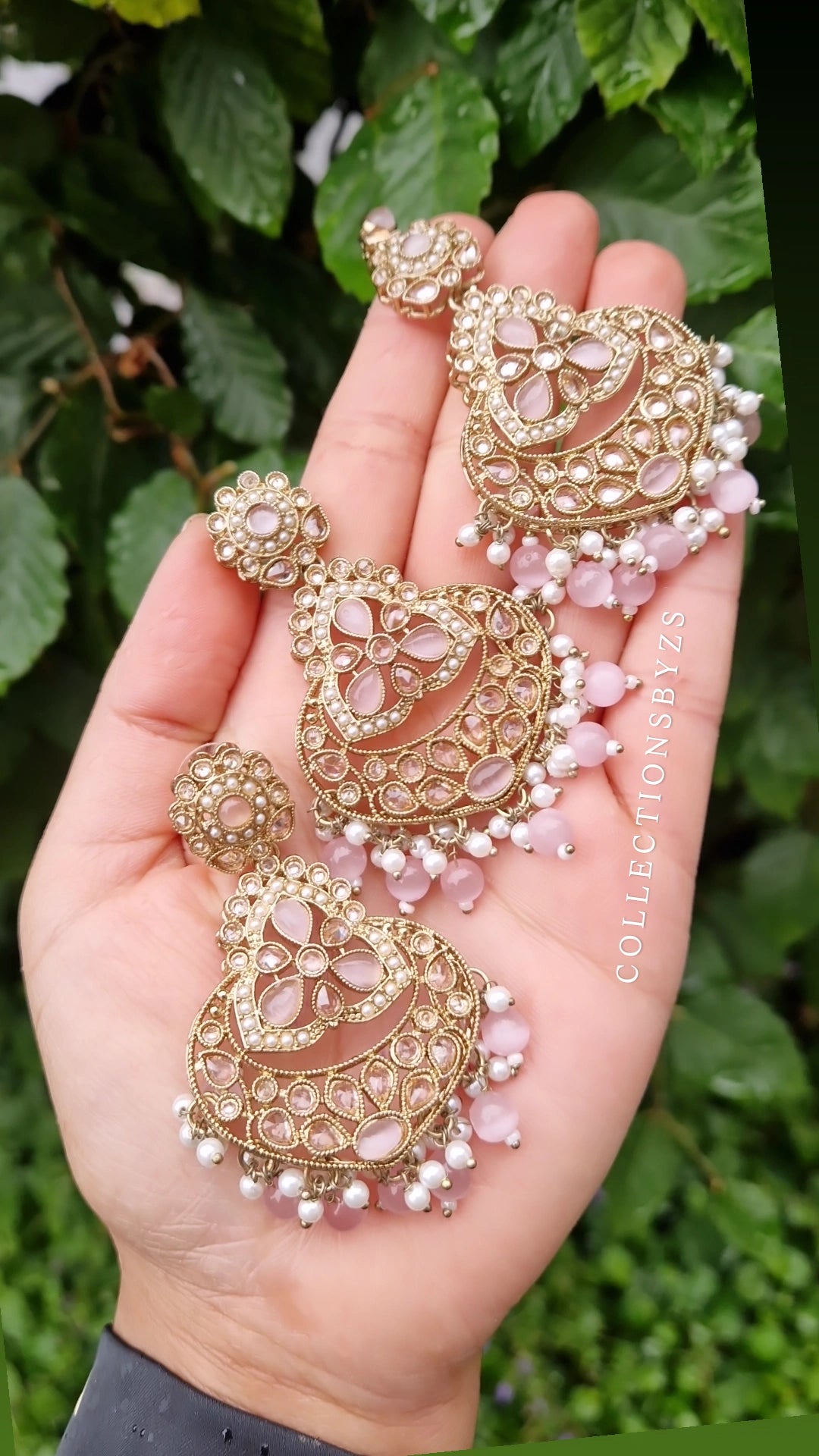 MAHAM- Beautiful Indian Necklace Set - Pink & Pearls