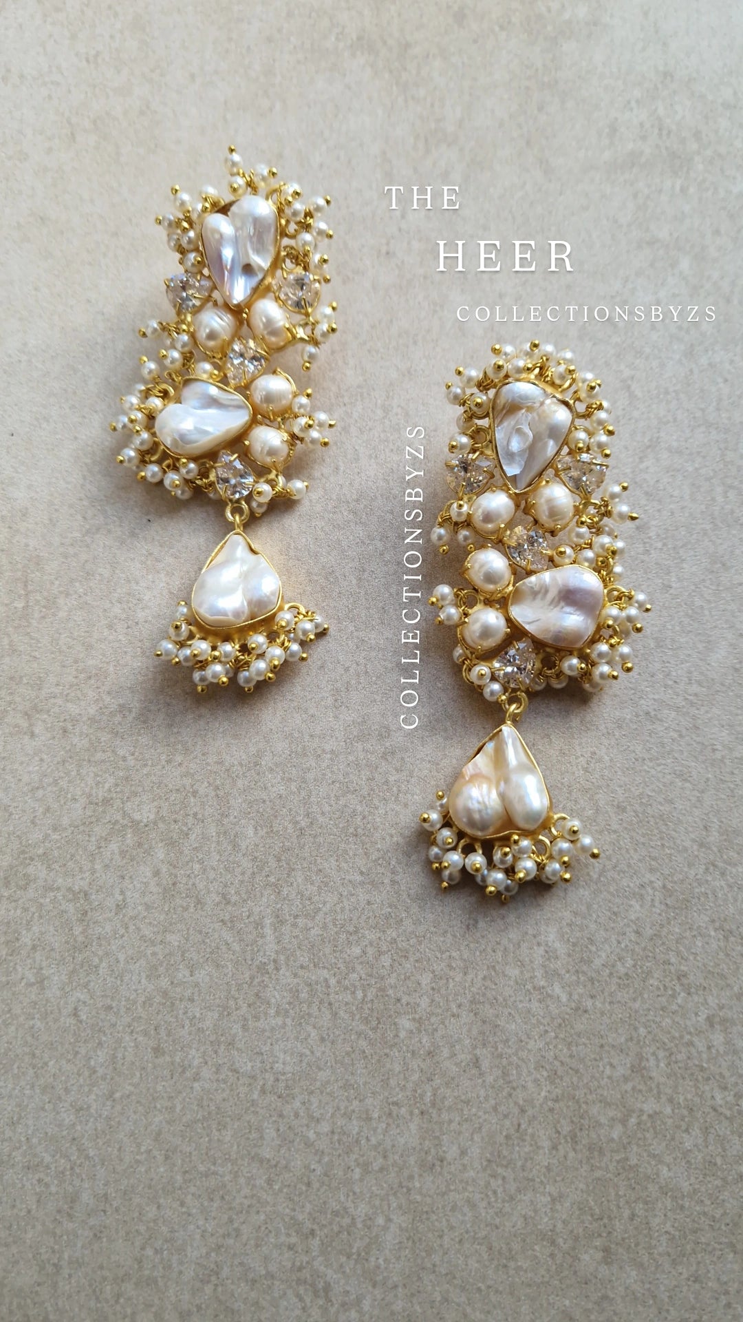 HEER - *Premium* Earrings Fresh water Pearls with Semi Precious Stones -