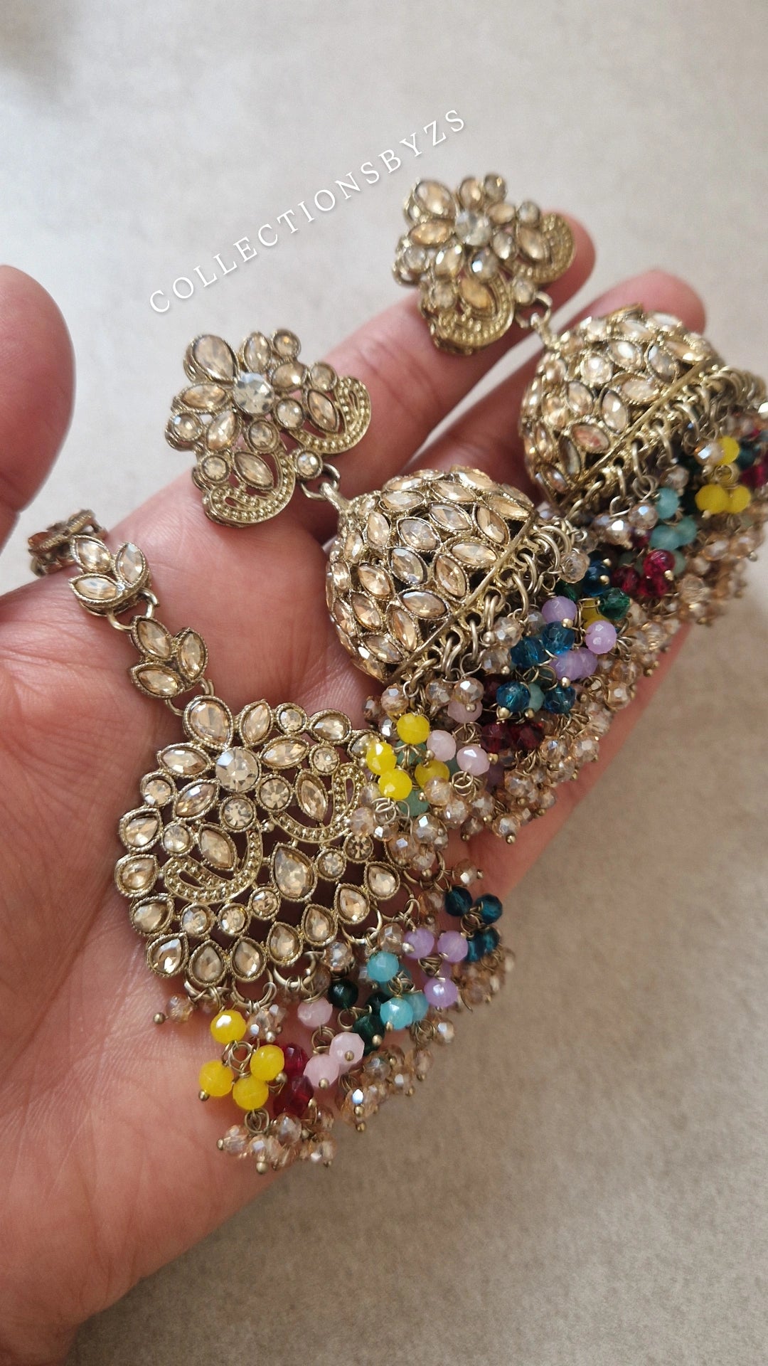 Stunning Multicoloured Indian Jhumka & Tikka Set - Value range
