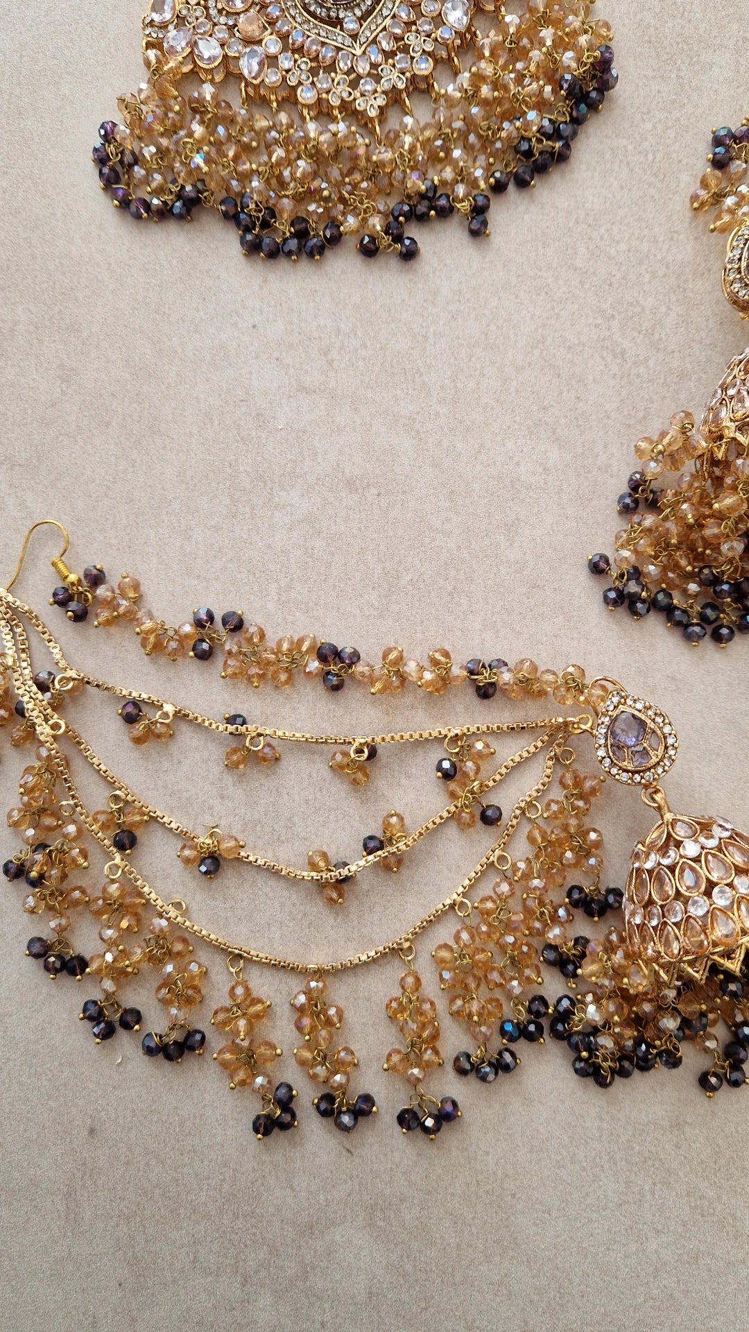 ZAIRAH - 3 piece Pakistani Jhumar, Jhumka with Sahara's and Tikka Set - Purple