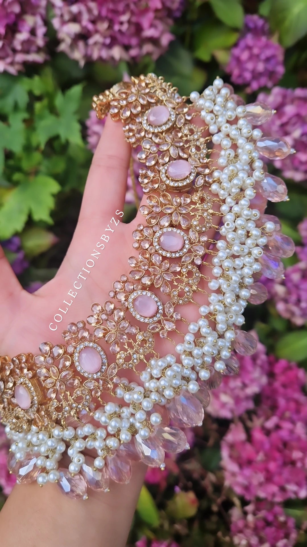 ALINA- Beautiful Pakistani Pink and Pearl BRIDAL Jewellery Set