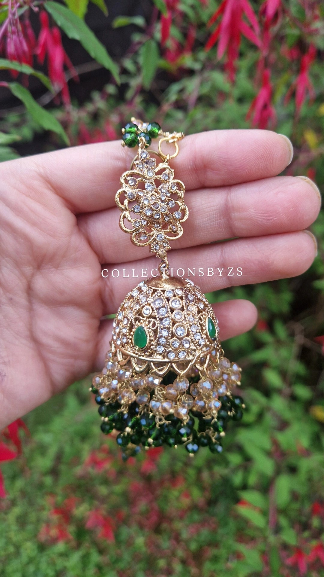 RAMA- Beautiful Pakistani Jhumka with Sahara's & Earring Set - Green