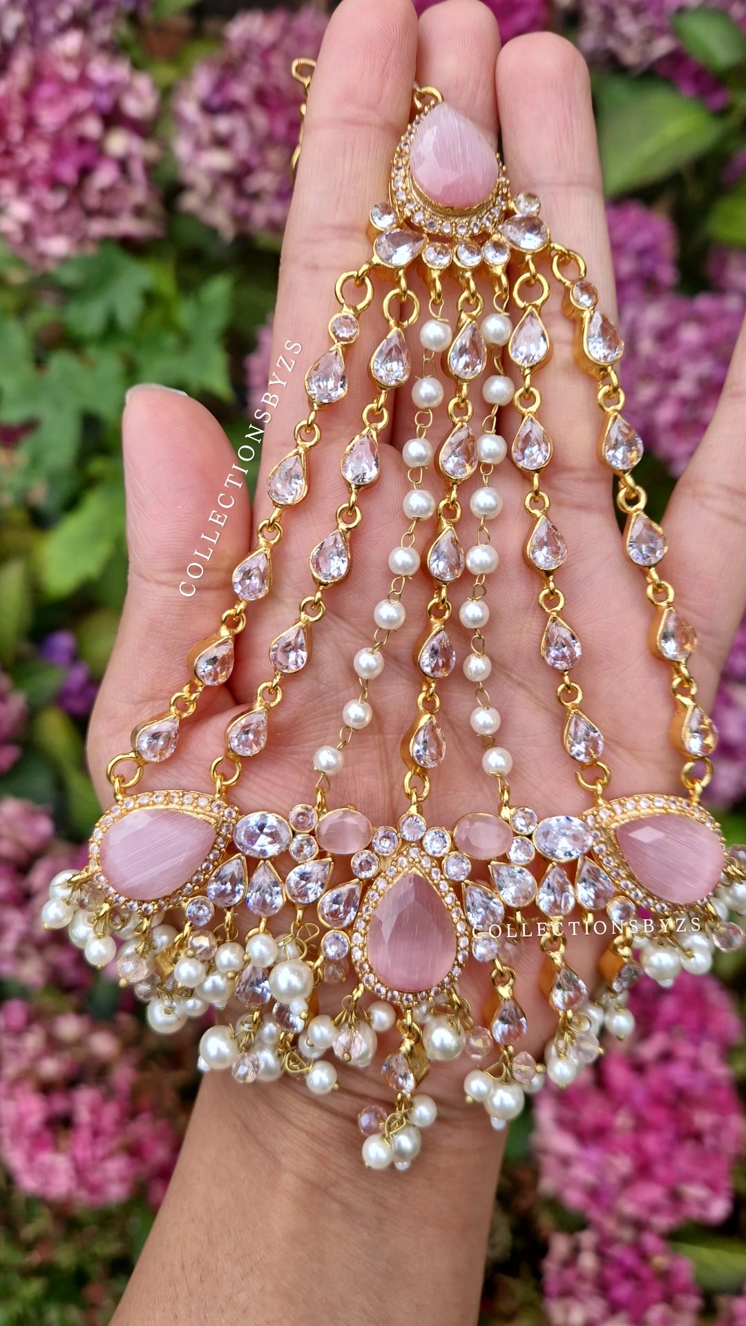 MYRA - Beautiful Pakistani Pearl inspired set - PINK & PEARL with Saharas.