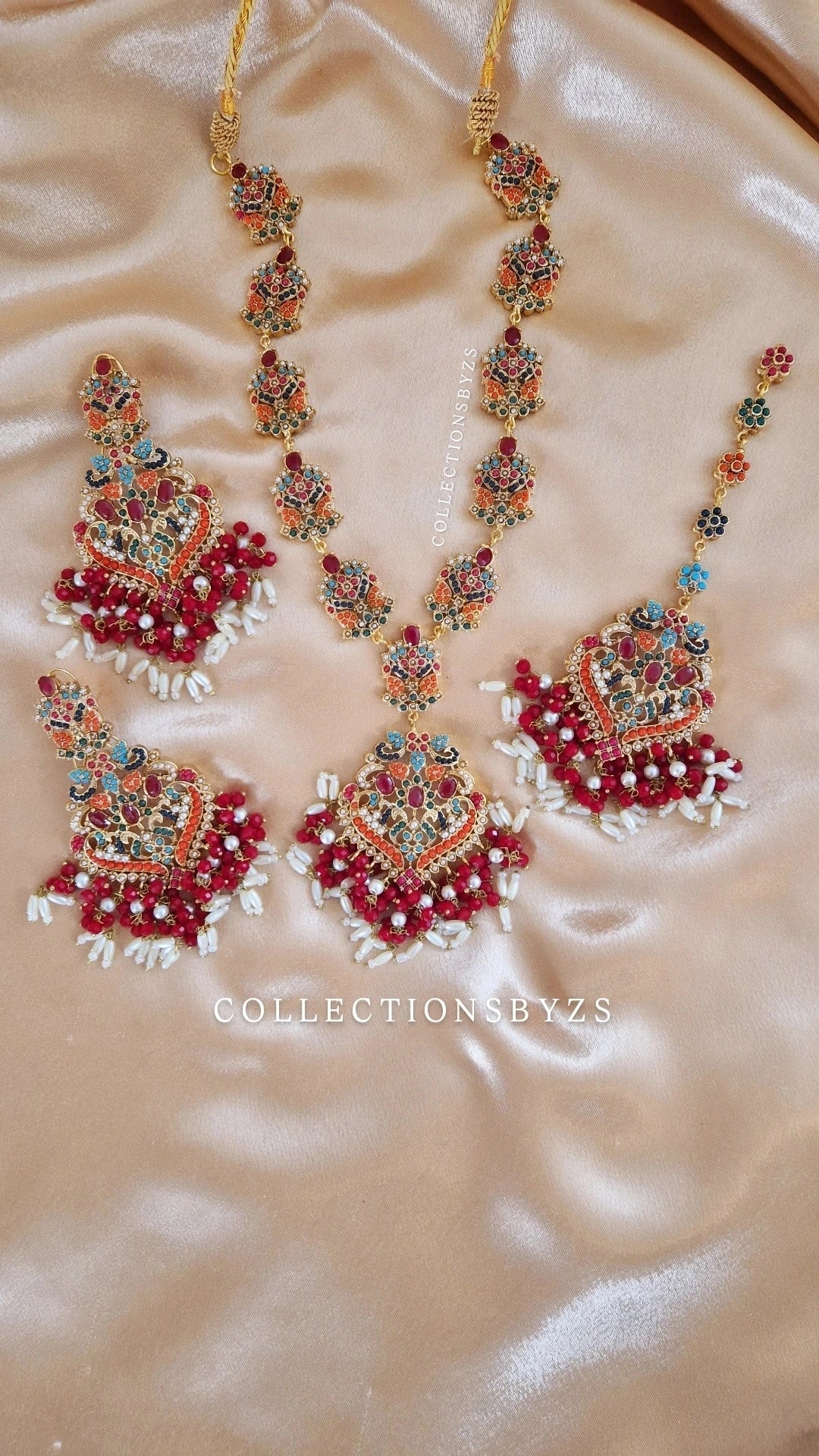 MEENA - RED Pakistani Multicoloured Mala Set