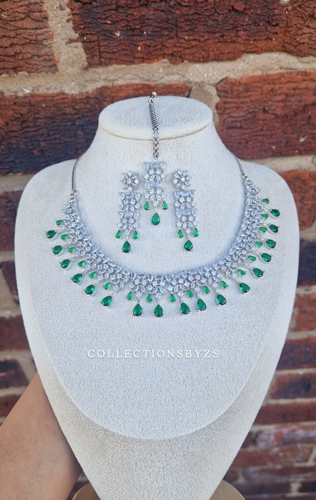 G R E E N - American Diamond Indian Jewellery Set