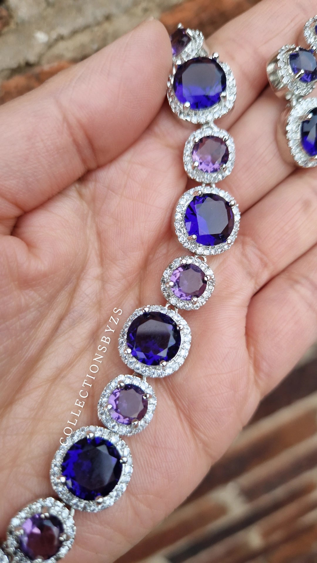 R A N I A - Purple American Diamond Set