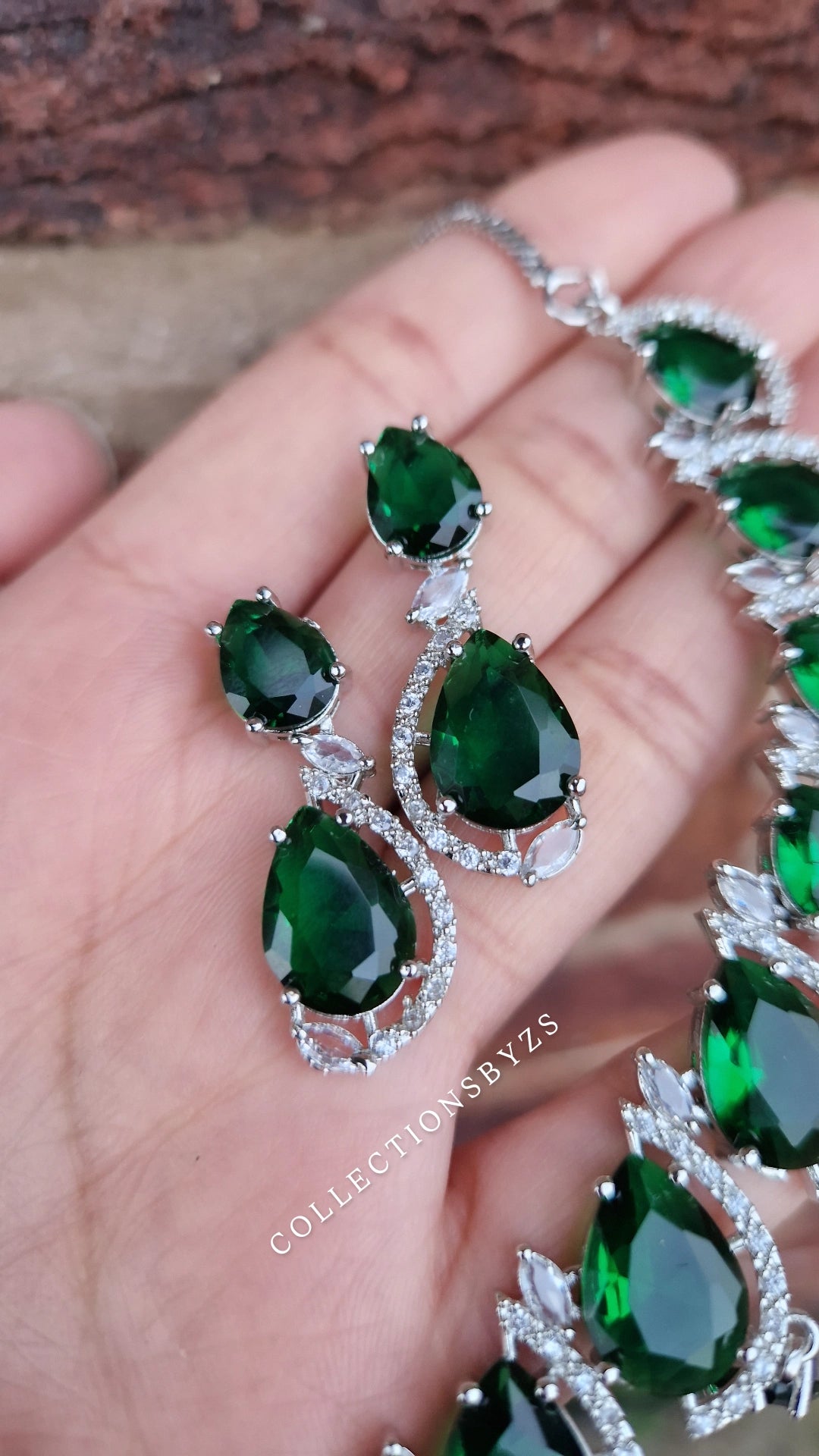 American Diamond Set - Green/ Emerald