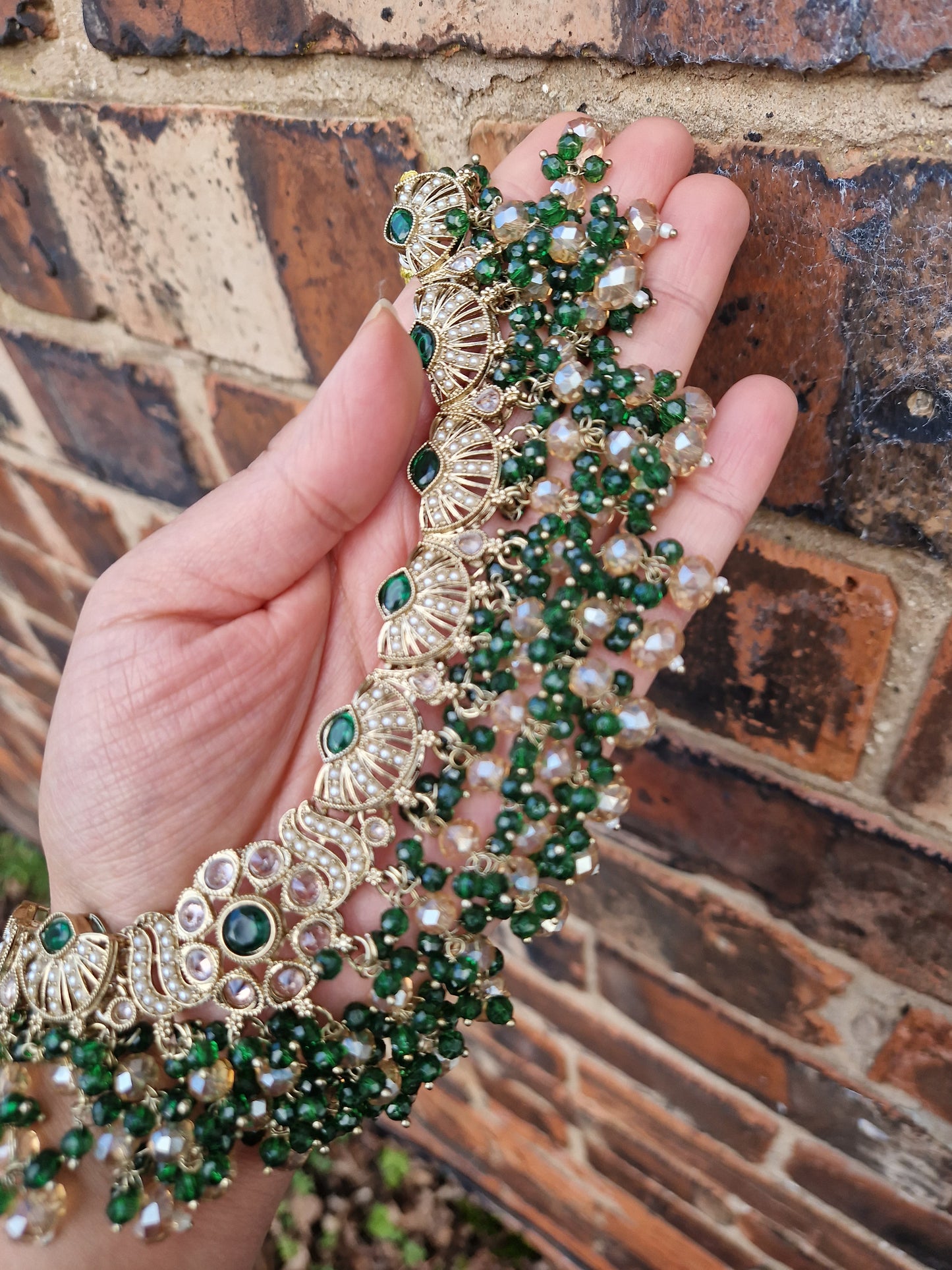 HALIMA- Beautiful Indian 4 piece Necklace Set - GREEN