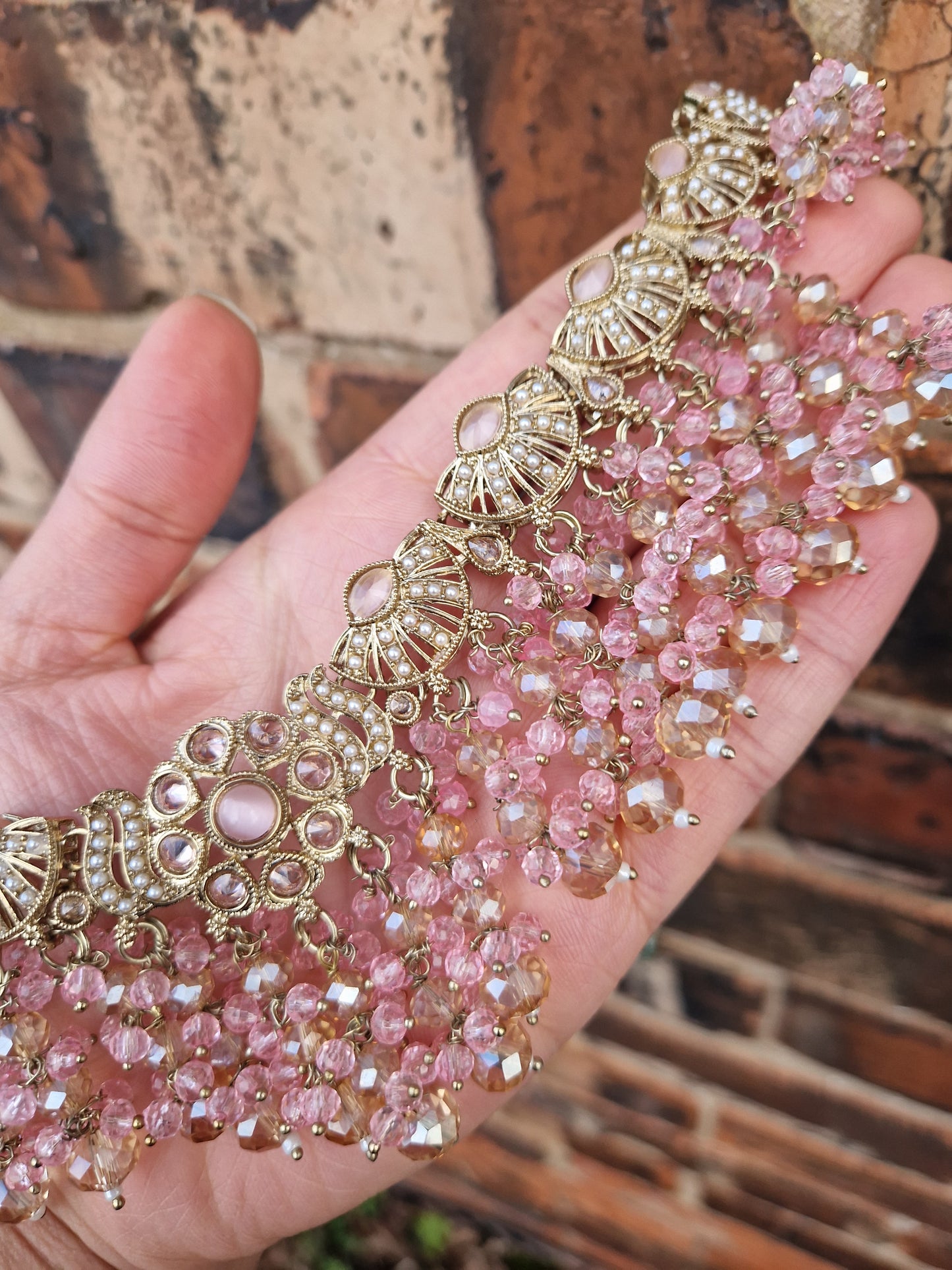 HALIMA- Beautiful Indian 4 piece Necklace Set - Pink