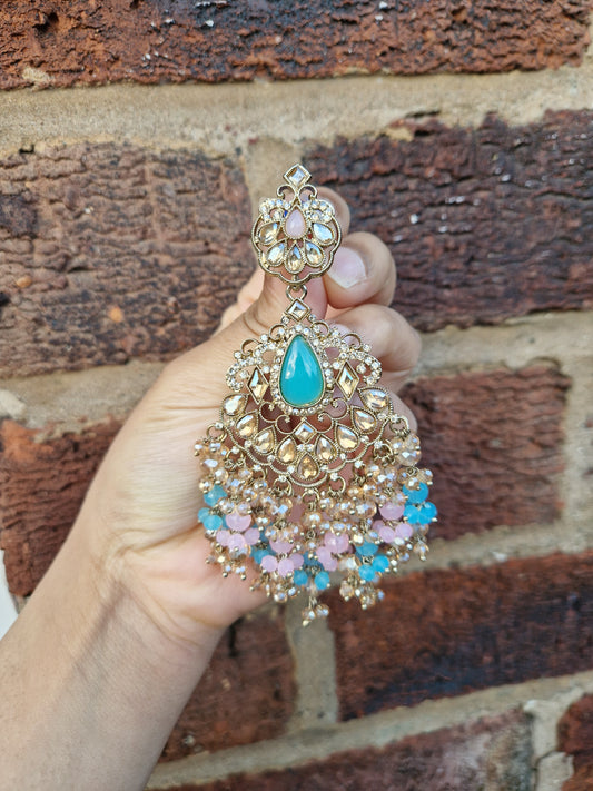 H A N I - Oversized Earrings- POWDER PINK & BLUE