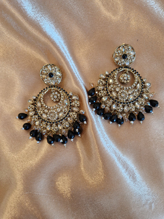 H U D A  Indian Desi Earrings Value - BLACK
