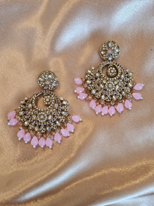 H U D A  - Indian Desi Earrings Value - PINK