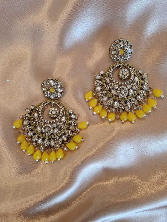 H U D A  Indian Desi Earrings Value - YELLOW