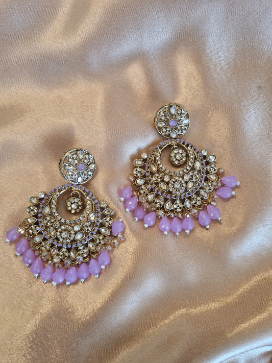 H U D A  Indian Desi Earrings Value - LILAC