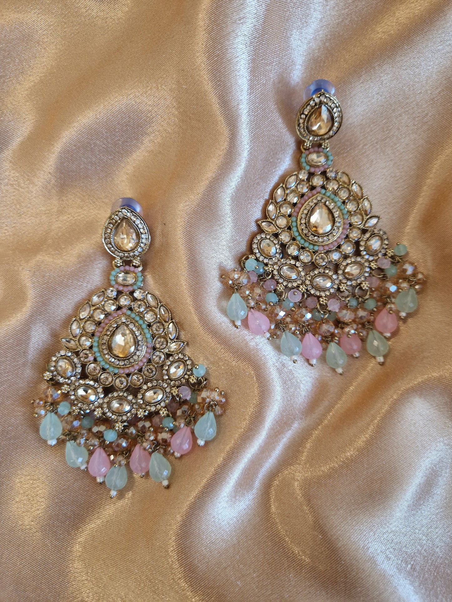 B I S M A - Indian Earrings - POWDER PINK & MINT