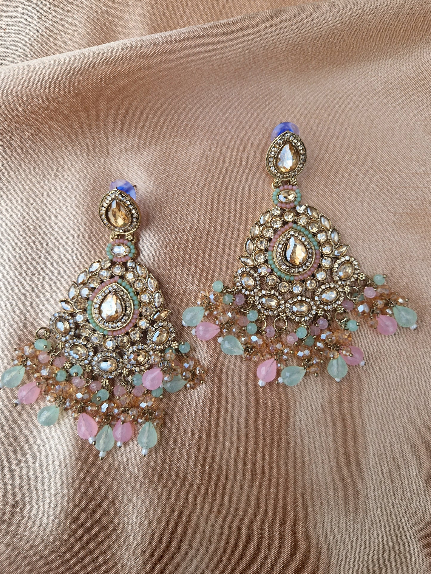 B I S M A - Indian Earrings - POWDER PINK & MINT