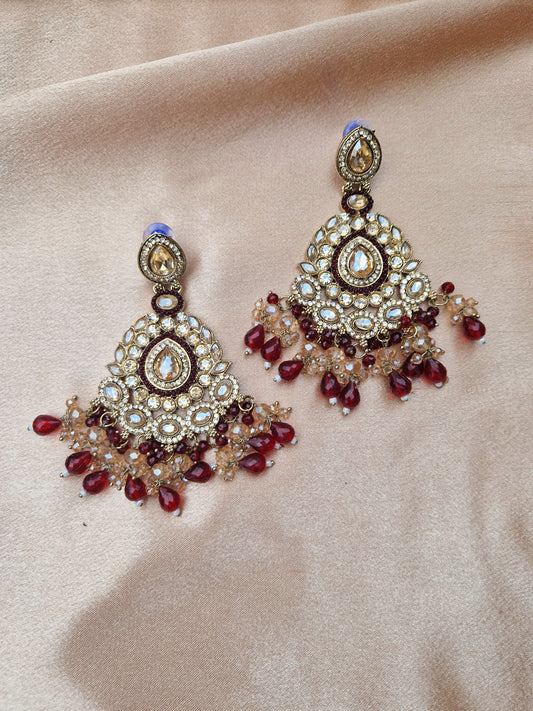 B I S M A - Indian Earrings - MAROON