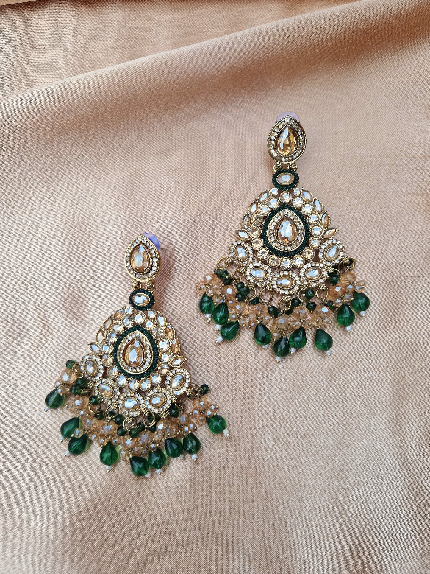 BISMA - Indian Earrings - GREEN