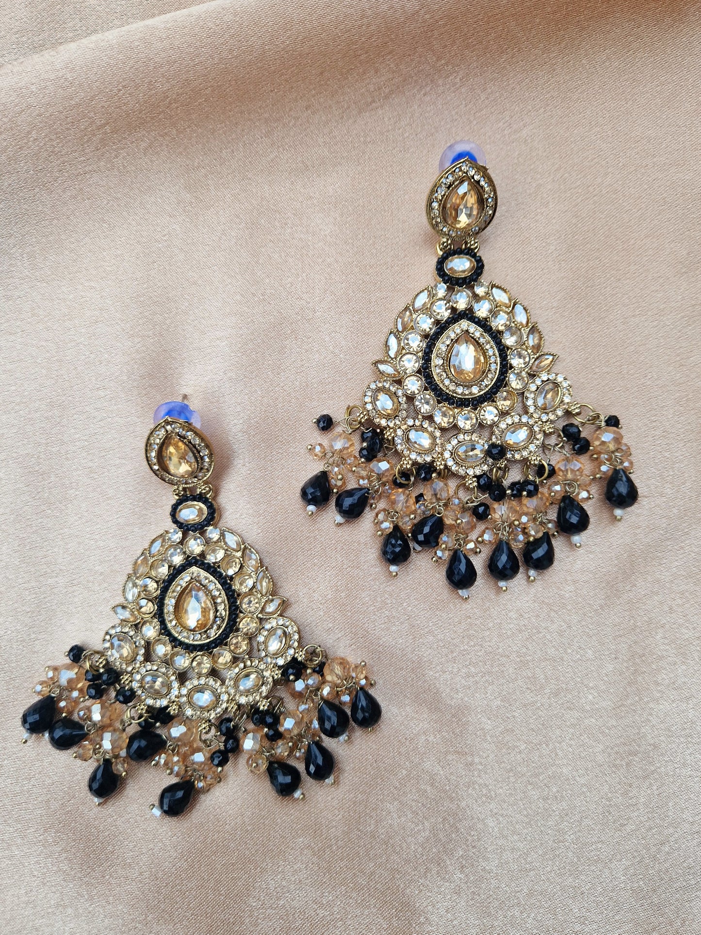 BISMA - Indian Earrings - BLACK