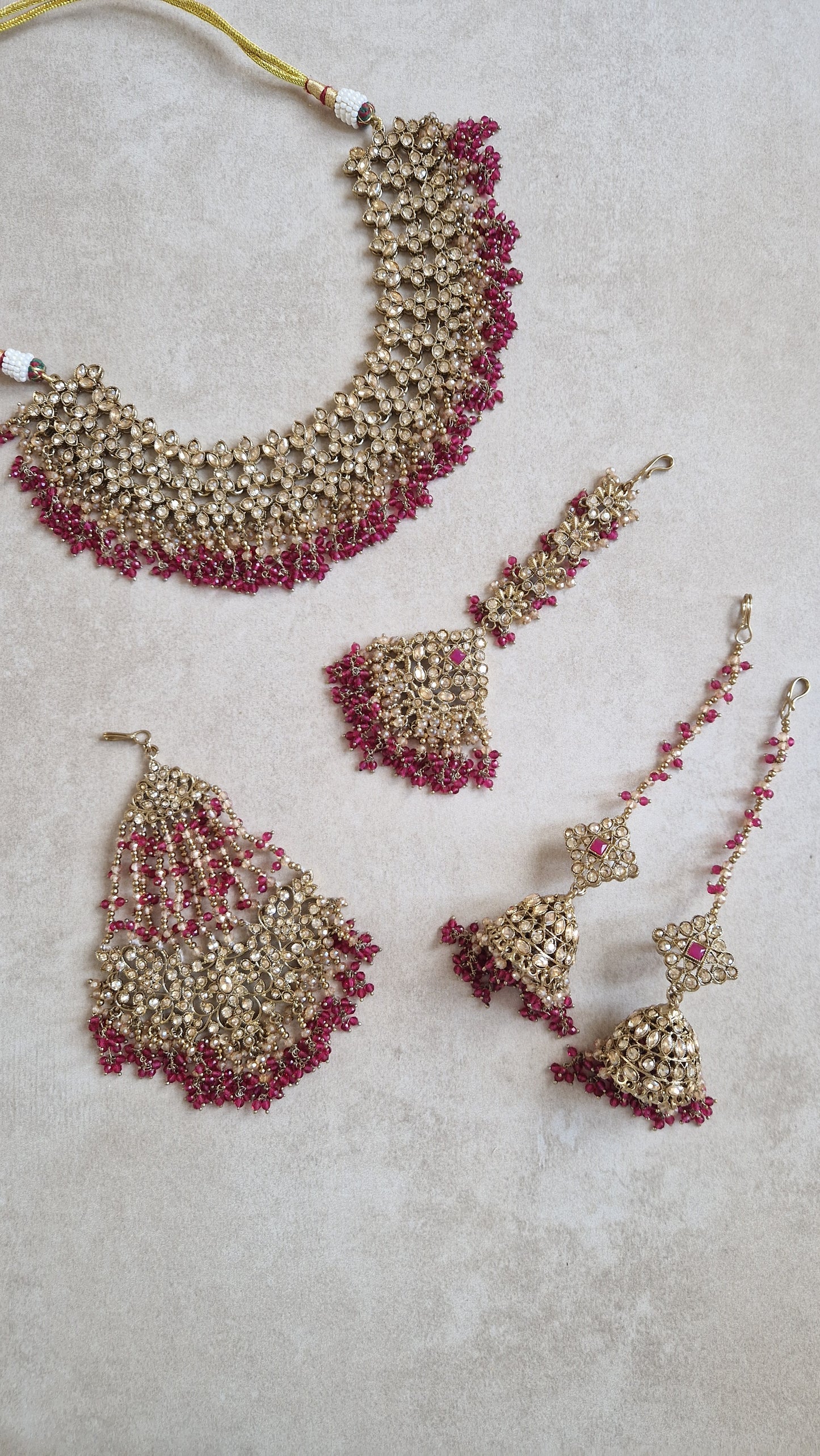 AMELIA-  Bridal/Semi Bridal Indian Jewellery set - BOLD PINK