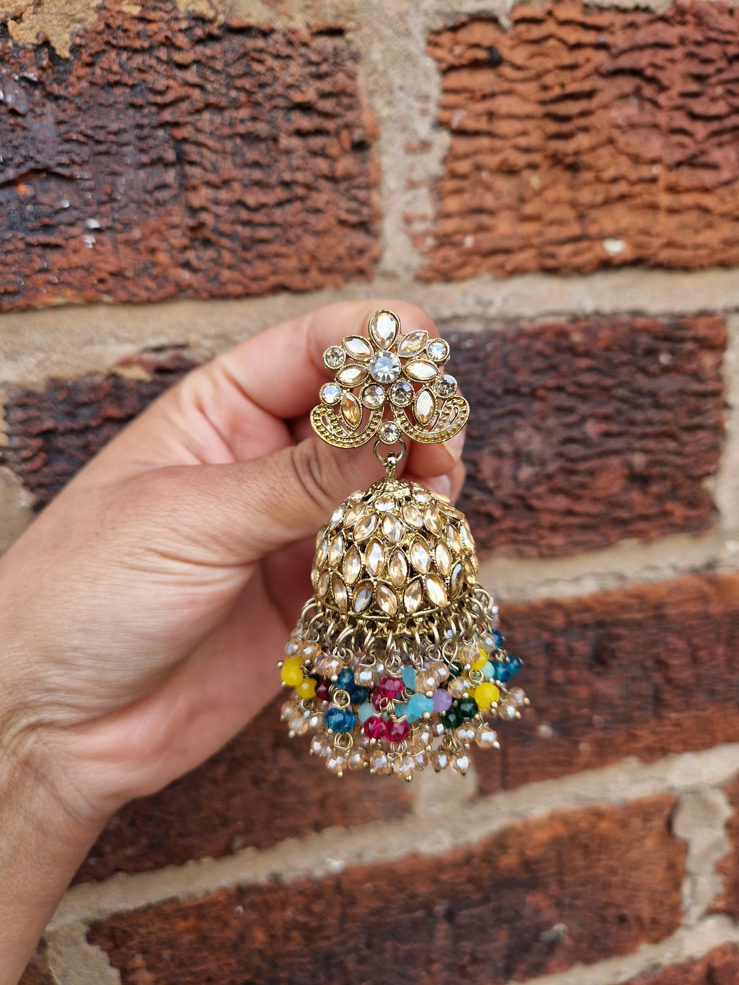 HAMARA- Beautiful Indian Party Wear Set. Necklace, Earrings, Tikka & Jhumar (Passa) - MULTICOLOURED - LAUNCH OFFER
